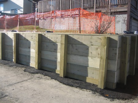 Large Wood Retaining Wall