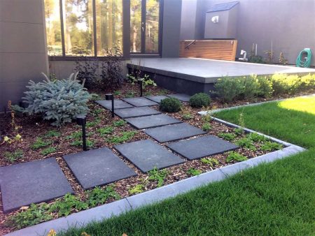 Modern Planting With Slabs And Landscape Lights