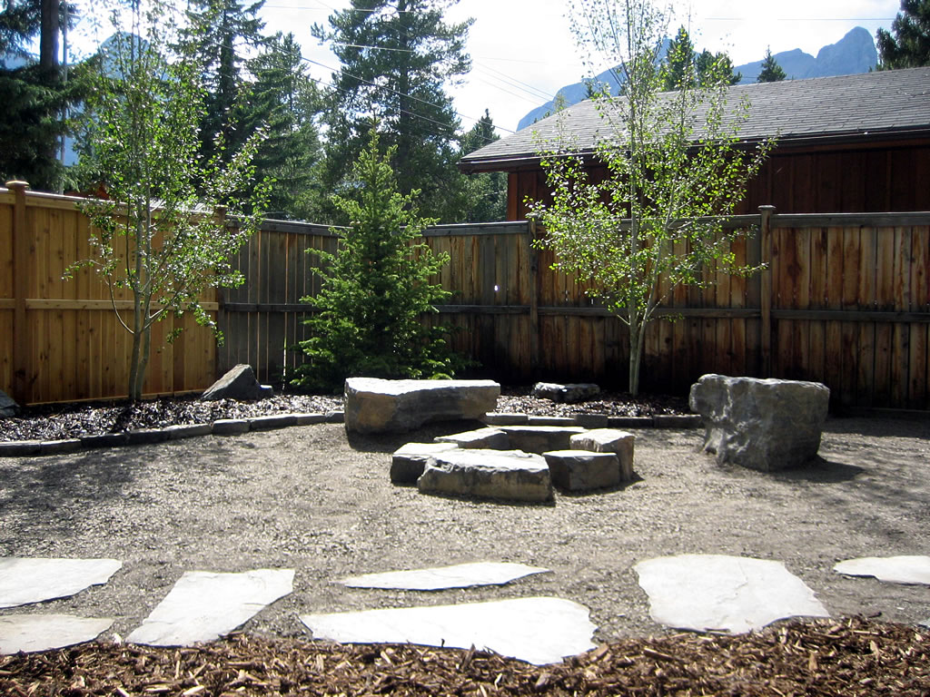 Rundle Stone Firepit and Pathway